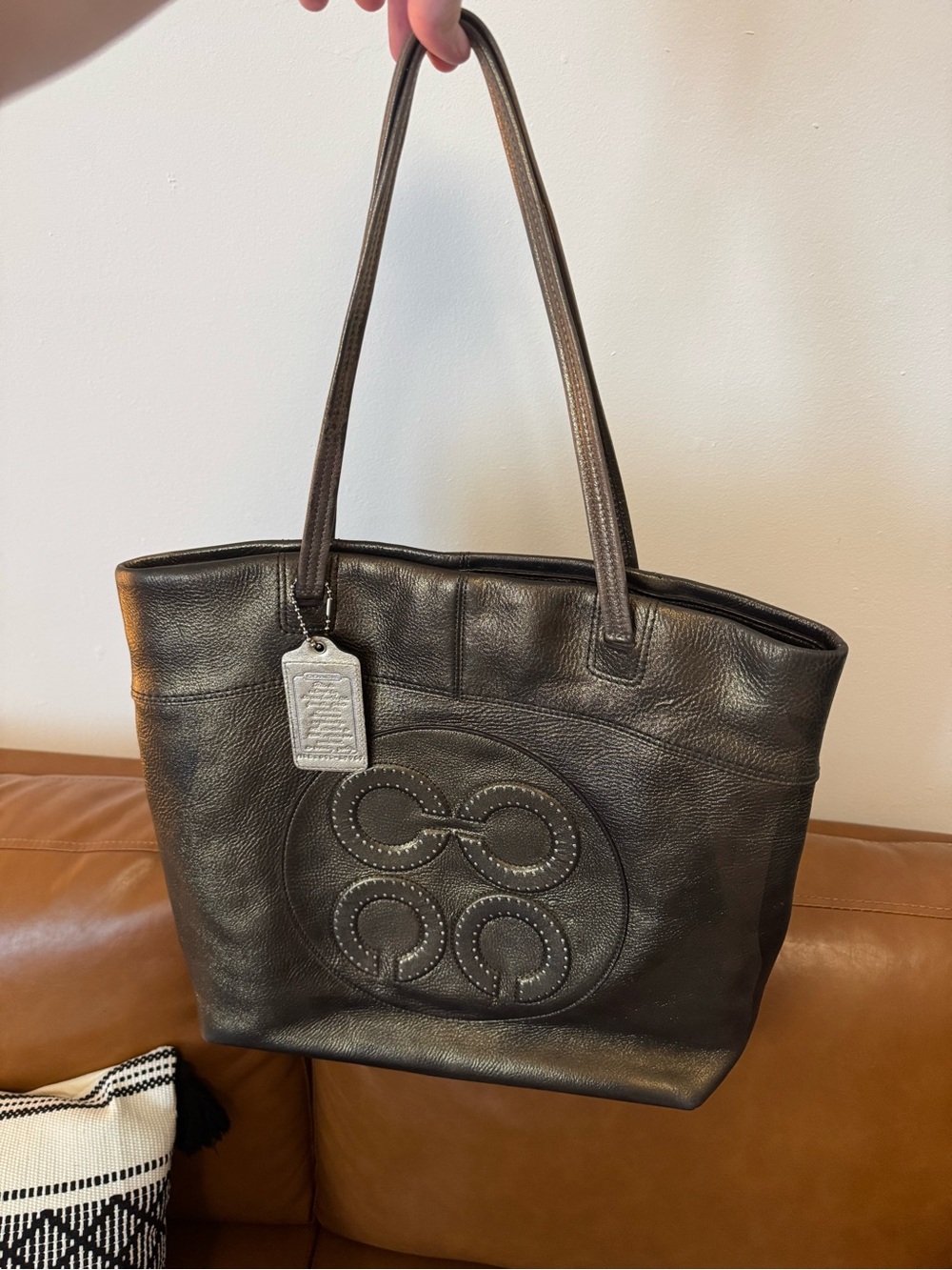 Coach Bronze Leather Tote with Circle-Emblem